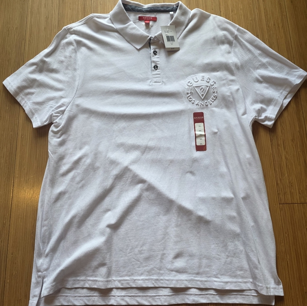 GUESS Short Sleeve Keith Polo Pure White 2XL New with Tags